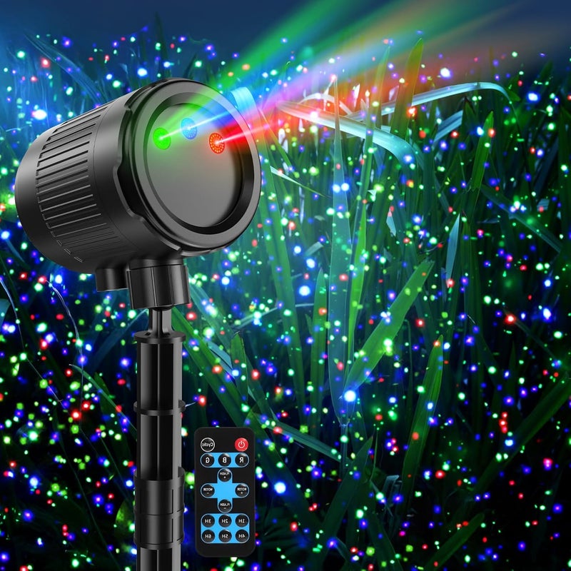jepwe Store Christmas Projector Lights Outdoor, Holiday Lights Projector with Moving RGB 3 Color Starry Light Show with RF Remote, Waterproof Holiday Decor for Garden Patio, Party, Christmas, Halloween, New Year - Image 1
